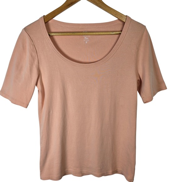 J. Crew Perfect Fit Knit Goods Cotton Peach Short Sleeve Tee Shirt M - Picture 1 of 4